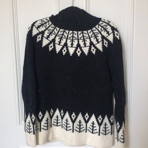 Loft Navy/cream sweater with hood. Size M